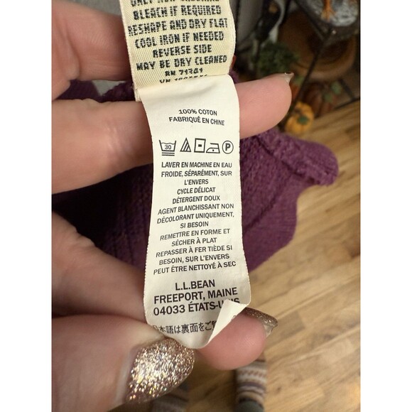 LL Bean Pima Cotton Open-Front Cardigan Sweater Purple Women's Small S petite - Picture 6 of 7